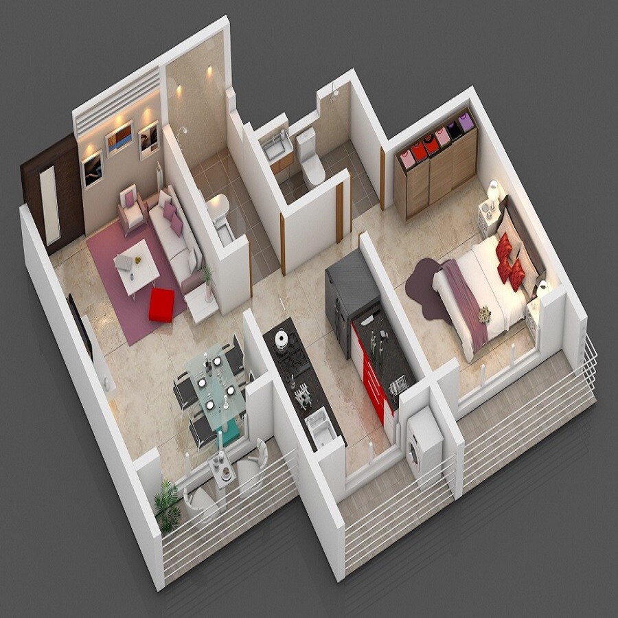 Floor plan of 1 BHK 356 Sq. Ft. Apartment in Shree Blossom Residency, Thane