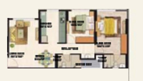 Floor plan of 2 BHK 584 Sq. Ft. Apartment in Shree Ganesha Veera Residency, Thane