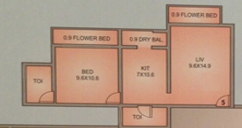 Floor plan of 1 BHK 442 Sq. Ft. Apartment in Shree Haven, Thane