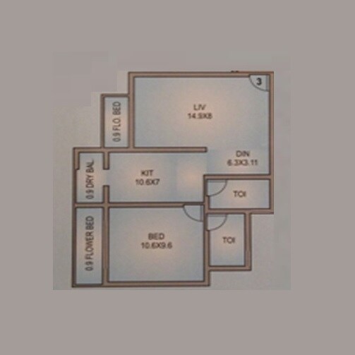 Floor plan of 1 BHK 376 Sq. Ft. Apartment in Shree Haven, Thane
