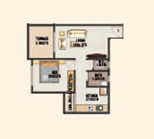 Floor plan of 1 BHK Apartment - 298 sq. ft. in Shree Khodiyar Sahajeevan, Thane