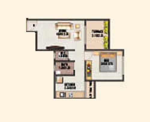 Floor plan of 1 BHK Apartment - 340 sq. ft. in Shree Khodiyar Sahajeevan, Thane
