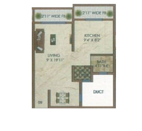 Floor plan of Studio - 222 sq. ft. in Shree Krishna Aawas Deep, Thane