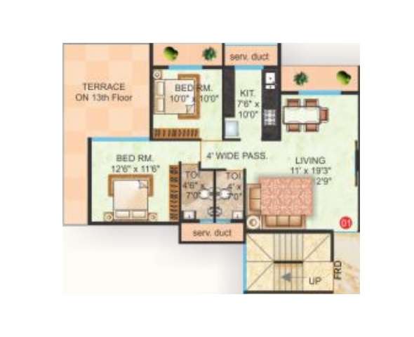 2 BHK 700 Sq. Ft. Apartment in Shree Krupa Keshav Heights Phase I