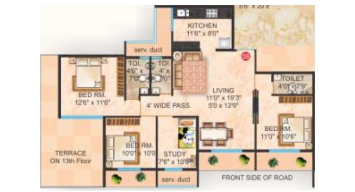 shree krupa keshav heights phase i apartment 3 bhk 1098sqft 20233910143915