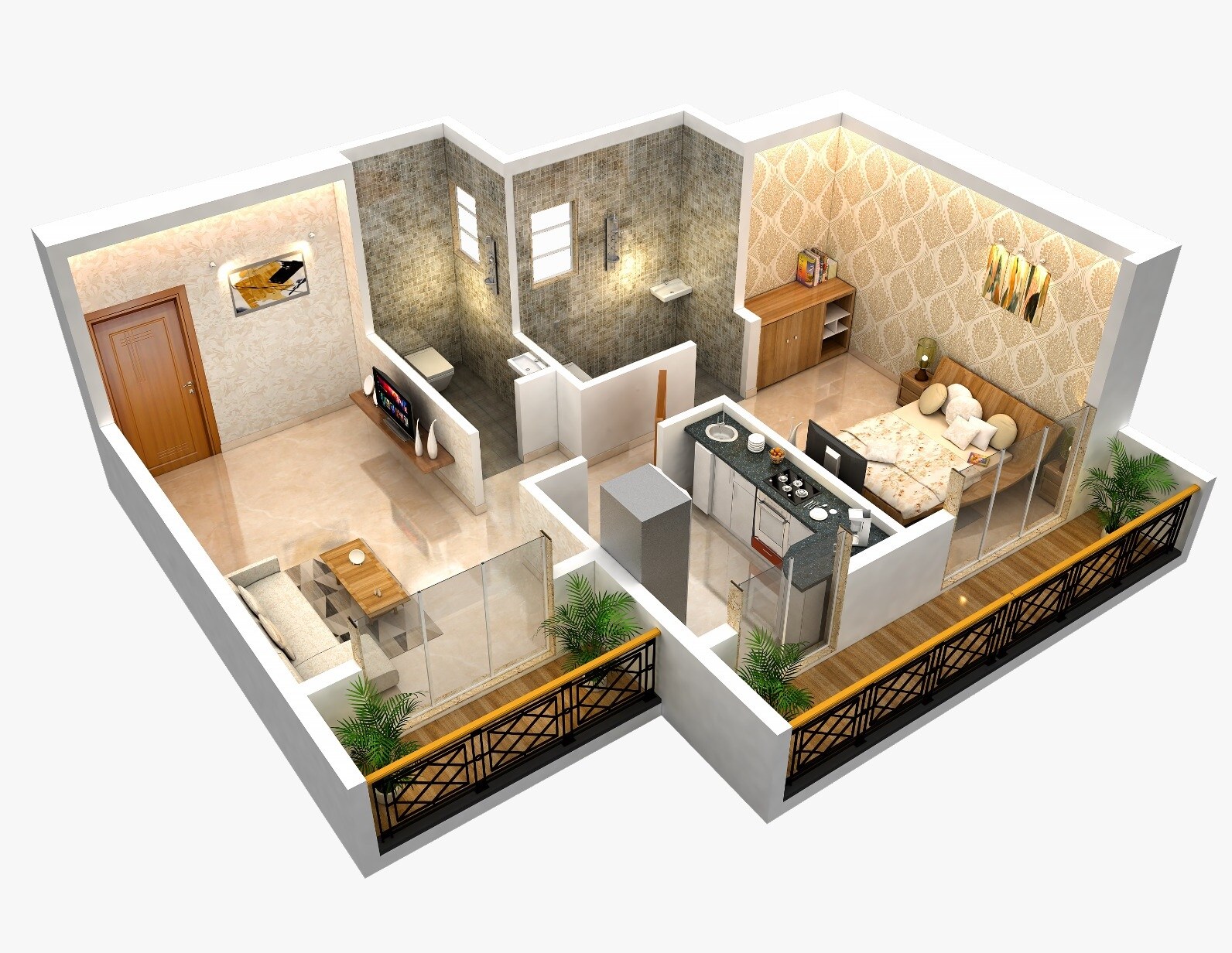 Floor plan of 1 BHK 440 Sq. Ft. Apartment in Shree Krushna Vighnaharta CHS, Thane