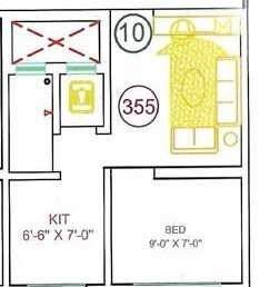 Floor plan of 1 BHK 545 Sq. Ft. Apartment in Shree Mahavir City Phase II, Thane