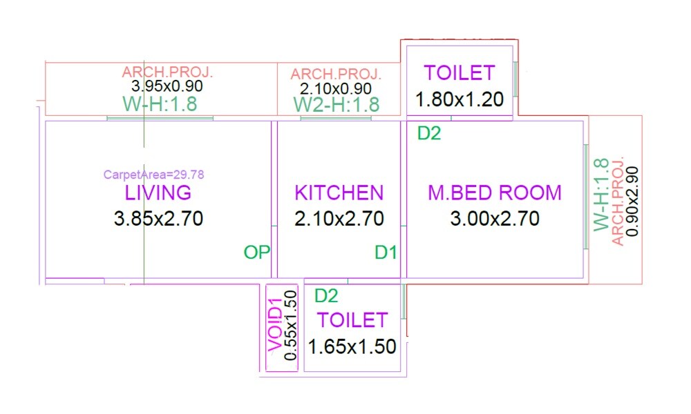 Floor plan of 1 BHK Apartment - 321 sq. ft. in Shree Mangal Chhaya CHS, Thane