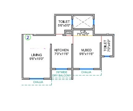 Floor plan of 1 BHK 430 Sq. Ft. Apartment in Shree Ostwal Paradise, Thane