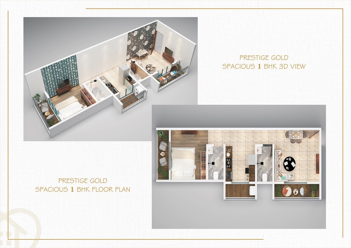 Floor plan of 1 BHK 400 Sq. Ft. Apartment in Shree Prestige Gold, Thane