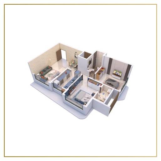 Floor plan of 2 BHK 570 Sq. Ft. Apartment in Shree Ram Krishna Garden, Thane