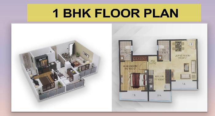 Floor plan of 1 BHK 386 Sq. Ft. Apartment in Shree Ramdev Ritu Heights, Thane