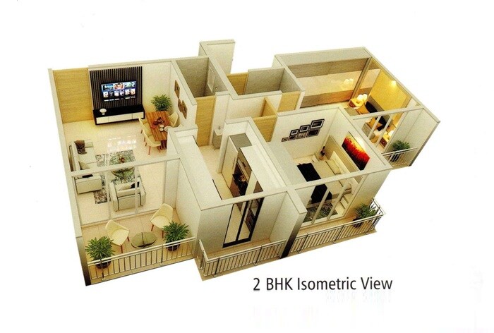 Floor plan of 2 BHK 680 Sq. Ft. Apartment in Shree Ramji Shashikala Enclave, Thane