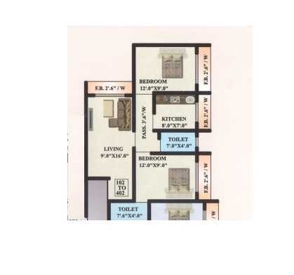 Floor plan of 1 BHK 321 Sq. Ft. Apartment in Shree Residency Mumbai, Thane