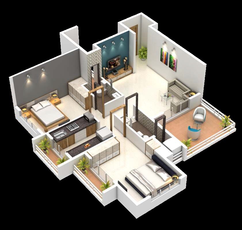 Floor plan of 2 BHK 502 Sq. Ft. Apartment in Shree SA Patil Nagar Garden View CHS, Thane