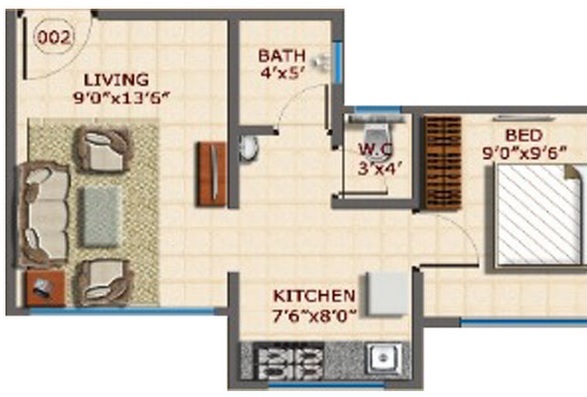 1 BHK 330 Sq. Ft. Apartment in Shree Sai Darshan Kumbharkhan Pada