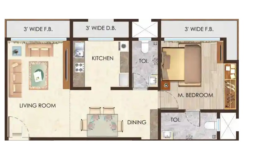 1 BHK 445 Sq. Ft. Apartment in Shree Sai Shweta Heights