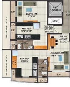 Floor plan of 323 Sq. Ft. Studio in Shree Saket, Thane
