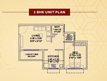 Floor plan of 1 BHK 344 Sq. Ft. Apartment in Shree Samruddhi Heights, Thane