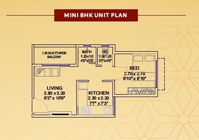 Floor plan of 228 Sq. Ft. Studio in Shree Samruddhi Heights, Thane