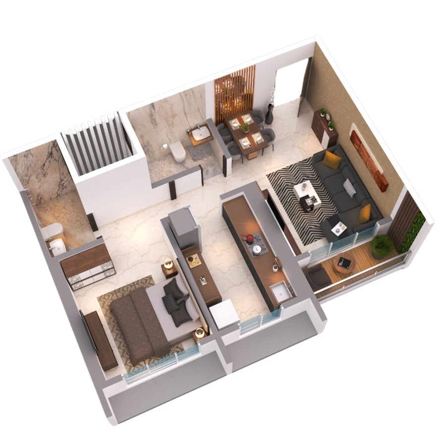 Floor plan of 1 BHK 447 Sq. Ft. Apartment in Shree Savaliya Sky, Thane