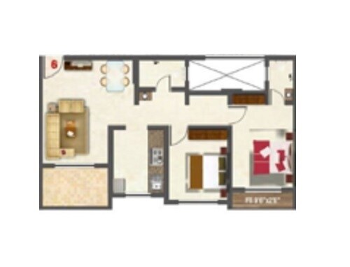 Floor plan of 2 BHK 467 Sq. Ft. Apartment in Shree Shankheshwar Lakeview, Thane