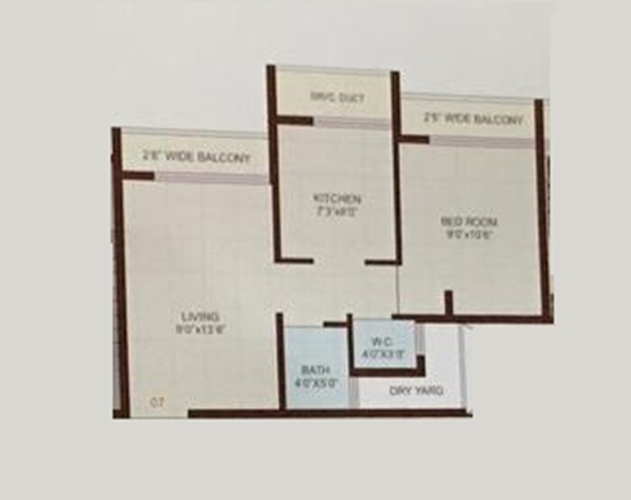 Floor plan of 1 BHK 408 Sq. Ft. Apartment in Shree Siddhganesh Tapovan, Thane