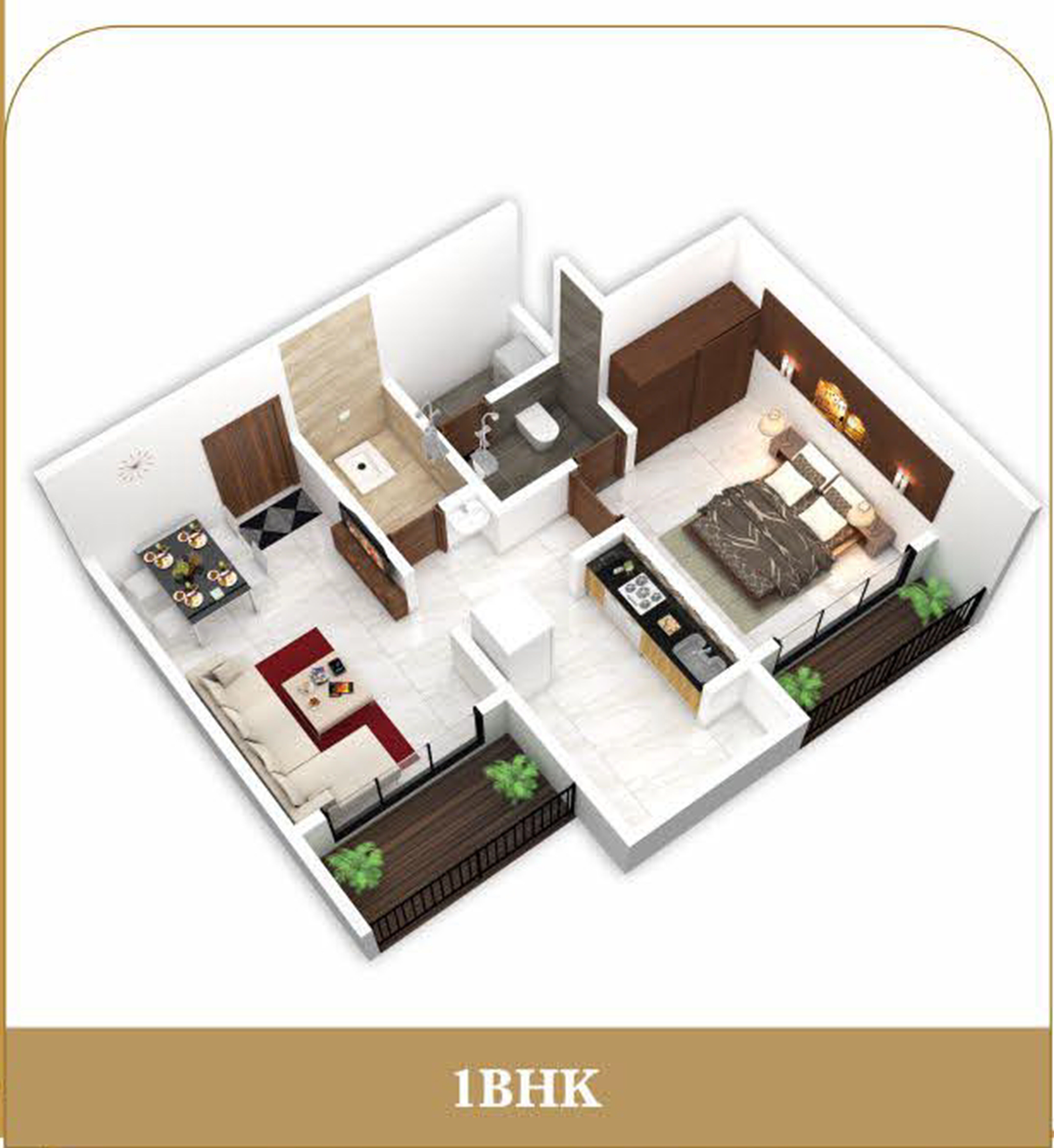 Floor plan of 1 BHK 370 Sq. Ft. Apartment in Shree The Vaidiki Signature, Thane