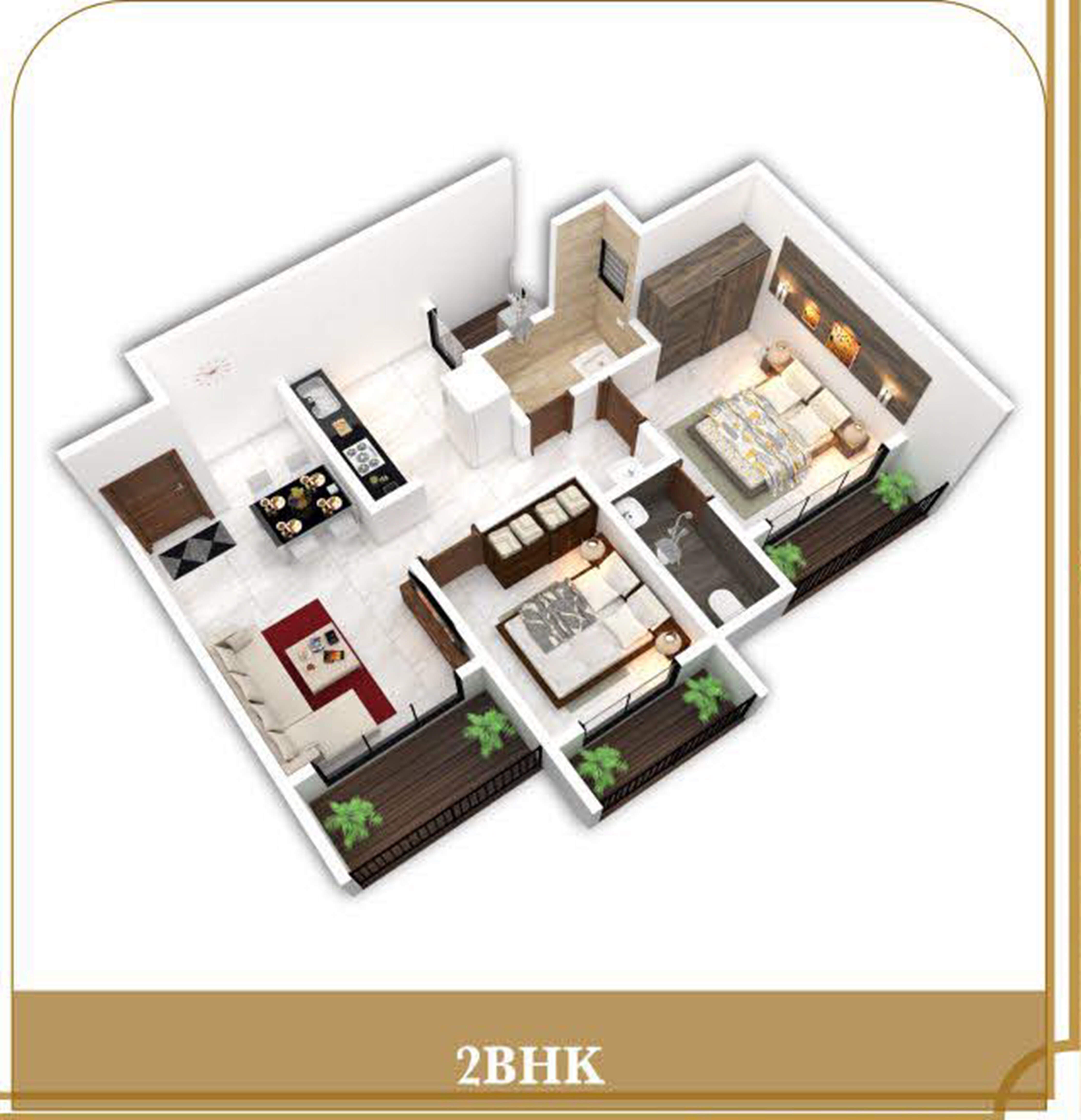 Floor plan of 2 BHK 554 Sq. Ft. Apartment in Shree The Vaidiki Signature, Thane