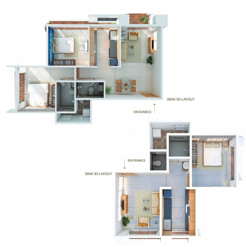 Floor plan of 1 BHK 470 Sq. Ft. Apartment in Shree Tirupati STG Signature Residency, Thane