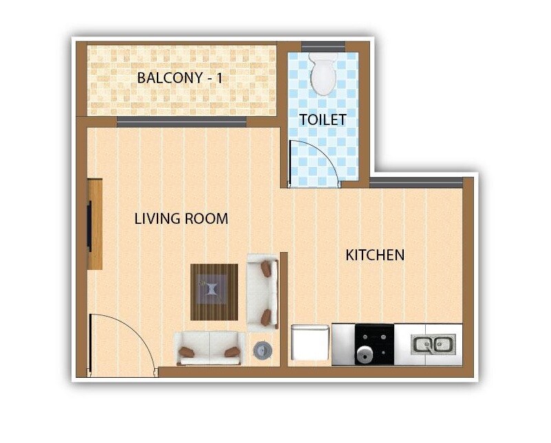 Floor plan of 180 Sq. Ft. Studio in Shree Vasturachana Vrundavan, Thane