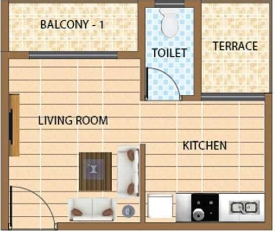 Floor plan of 235 Sq. Ft. Studio in Shree Vasturachana Vrundavan, Thane