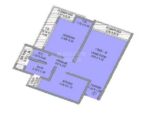 Floor plan of 1 BHK 374 Sq. Ft. Apartment in Shree Yash Paradise, Thane