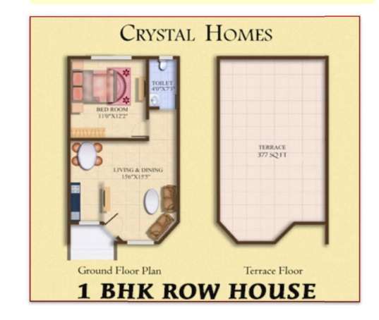 1 BHK 416 Sq. Ft. Row House in Shreedham Crystal Homes