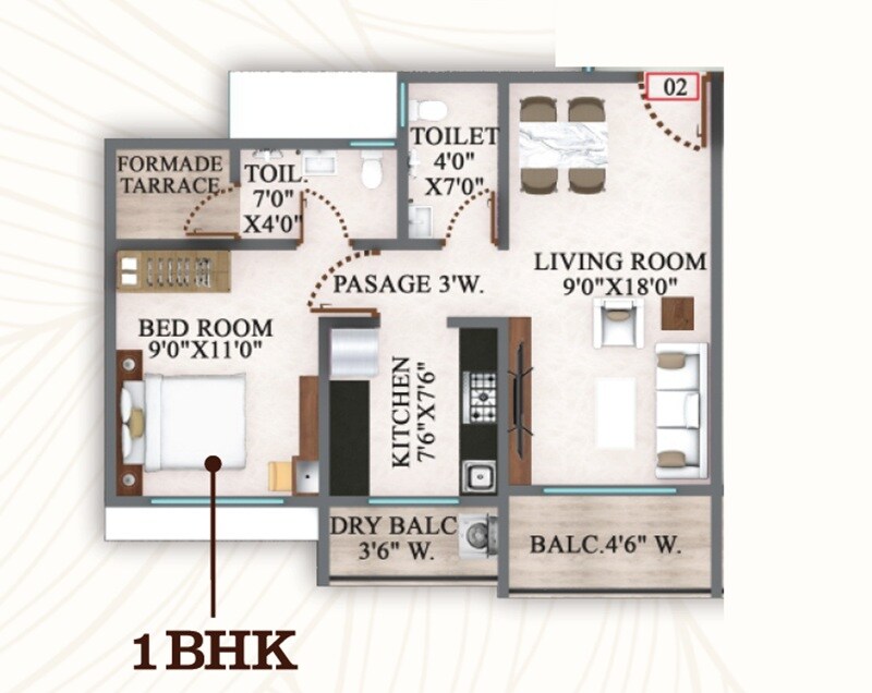 1 BHK 487 Sq. Ft. Apartment