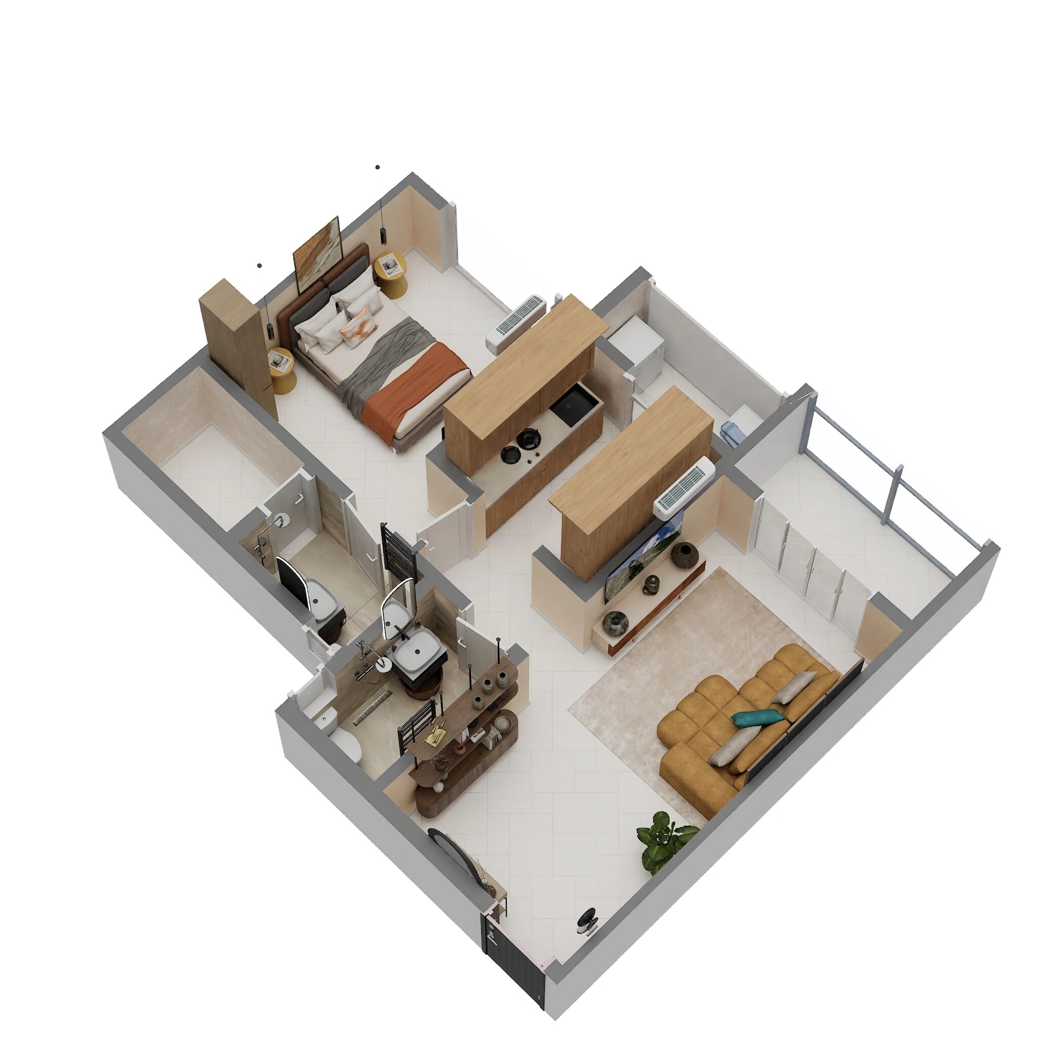 Floor plan of 1 BHK 518 Sq. Ft. Apartment in Shreeji Dattakrupa, Thane