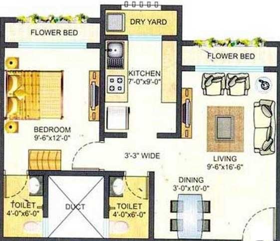 1 BHK 660 Sq. Ft. Apartment in Shreeji Sea View