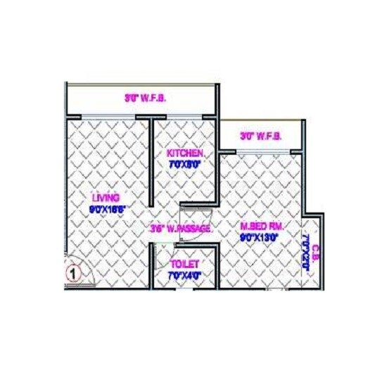 Floor plan of 1 BHK 395 Sq. Ft. Apartment in Shreenath Avenue, Thane