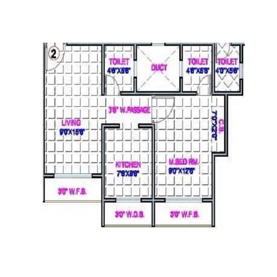 Floor plan of 1 BHK 408 Sq. Ft. Apartment in Shreenath Avenue, Thane