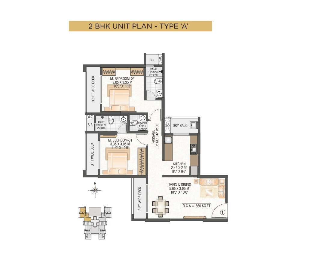 2 BHK 660 Sq. Ft. Apartment