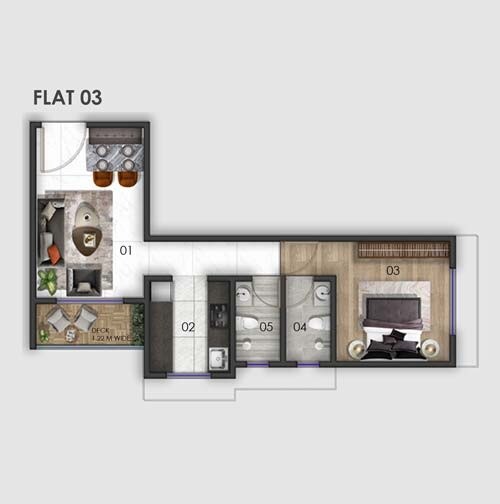 1 BHK 445 Sq. Ft. Apartment