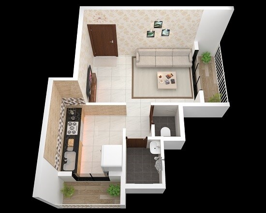 Floor plan of 270 Sq. Ft. Studio in Shreesha Nirman Signature, Thane