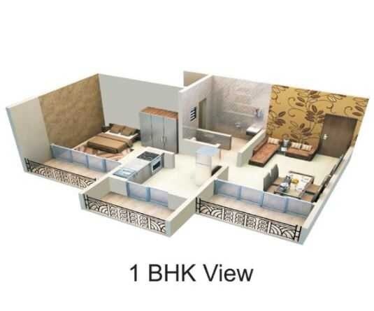 Floor plan of 1 BHK 720 Sq. Ft. Apartment in Shri Aadinath Royal Flora, Thane