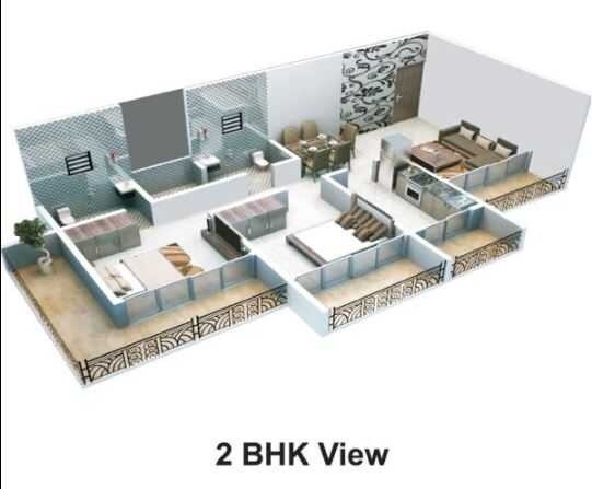Floor plan of 2 BHK 1106 Sq. Ft. Apartment in Shri Aadinath Royal Flora, Thane