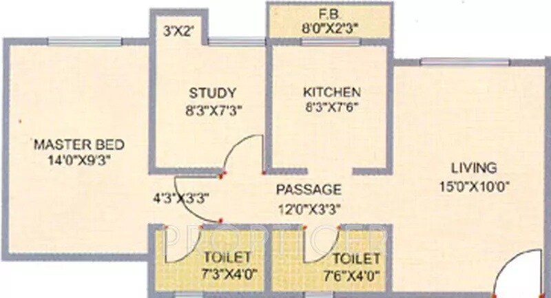 Floor plan of 2 BHK 790 Sq. Ft. Apartment in Shree Balaji Shrushtee, Thane