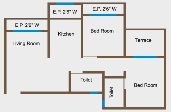 Floor plan of 2 BHK 431 Sq. Ft. Apartment in Shubh Aangan Badlapur, Thane