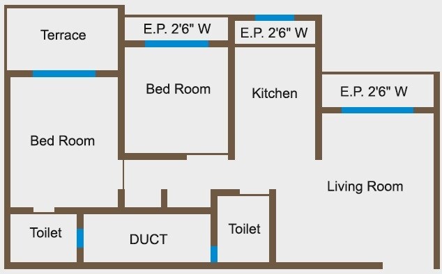 Floor plan of 2 BHK 480 Sq. Ft. Apartment in Shubh Aangan Badlapur, Thane