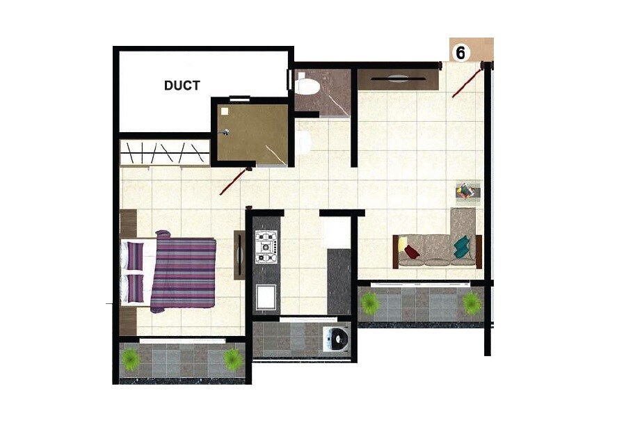 Floor plan of 1 BHK 494 Sq. Ft. Apartment in Shubham Galaxy, Thane