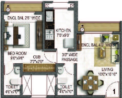 1 BHK 388 Sq. Ft. Apartment in Siddharth River Wood Park Phase III