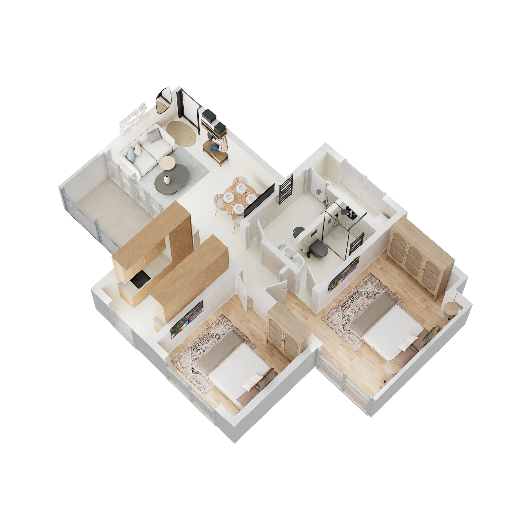 Floor plan of 2 BHK 409 Sq. Ft. Apartment in Siddhi Highland Haven, Thane
